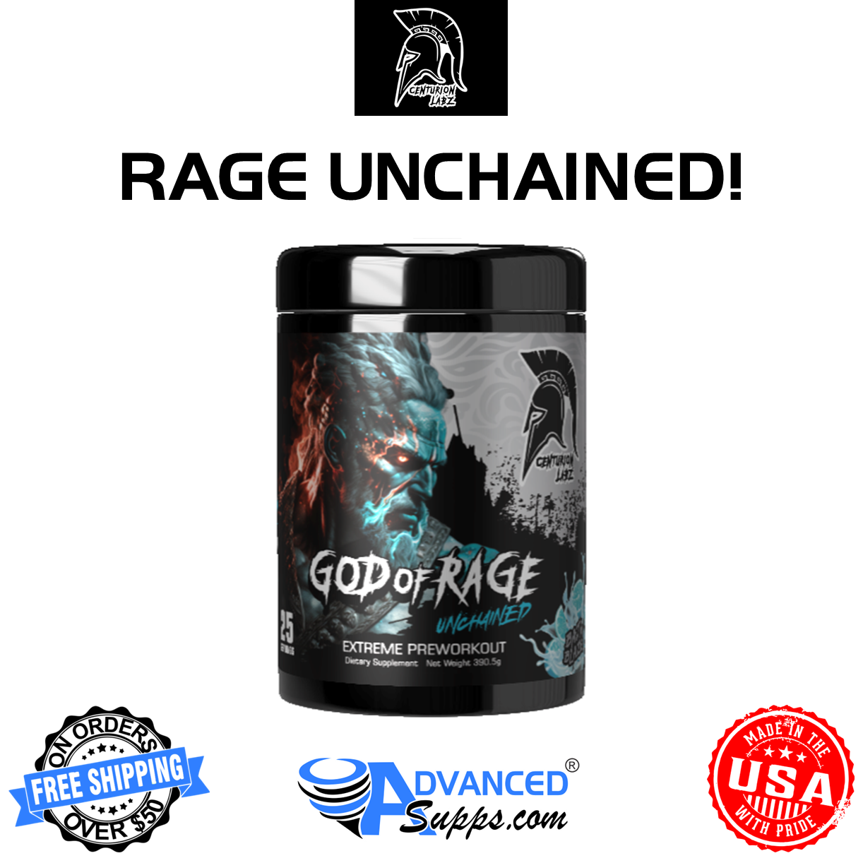 GOD OF RAGE, UNCHAINED: Extreme Pre-Workout* - AdvancedSupps.com